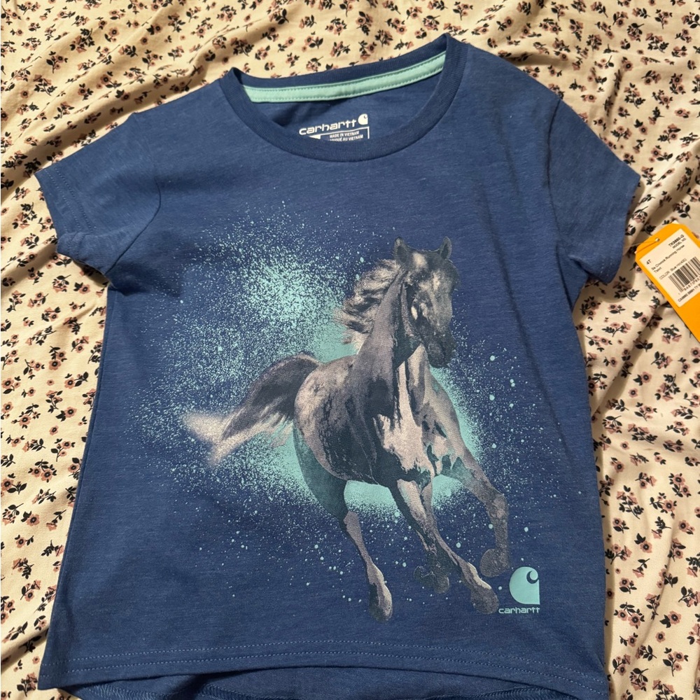 Carhartt Kids Blue Horse Print T-Shirt